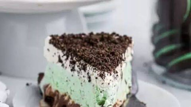Mint Chip Ice Cream Cake Slice.