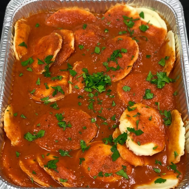 Beef Ravioli w/ Meat Sauce - Half Pan (30pc).