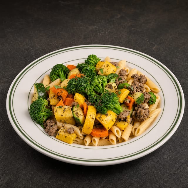 Chicken Primavera over Fettuccini.