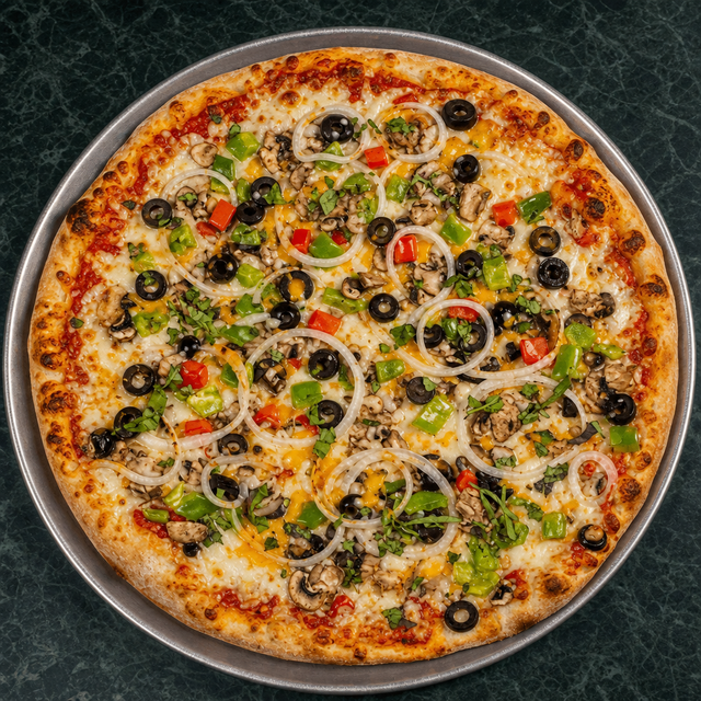 Lg Vegetarian Special Pizza.