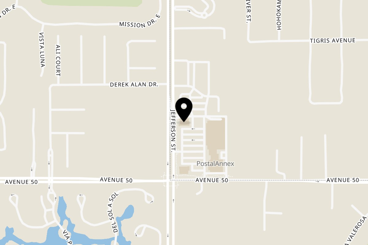 Map showing the location of Mario's Italian Café La Quinta on 49906 Jefferson St in Indio