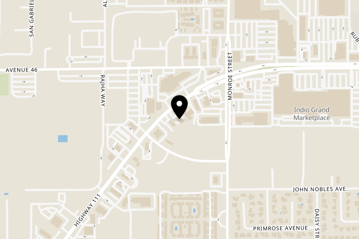 Map showing the location of Mario's Italian Café Indio on 81939 CA-111 in Indio