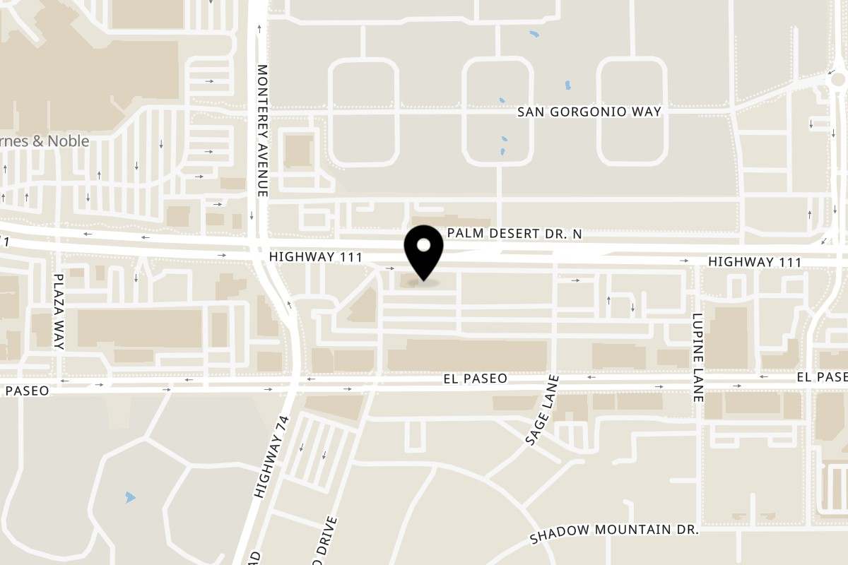 Map showing the location of Mario's Italian Café Palm Desert on 73155 CA-111 in Palm Desert